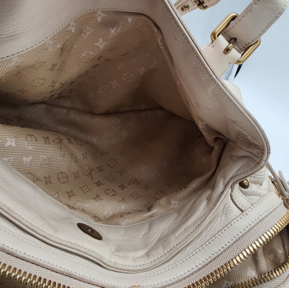 Louis Vuitton White Leather Sac Riveting Bag - Dust Bag + Lock & Key + COA - Picture 4 of 16